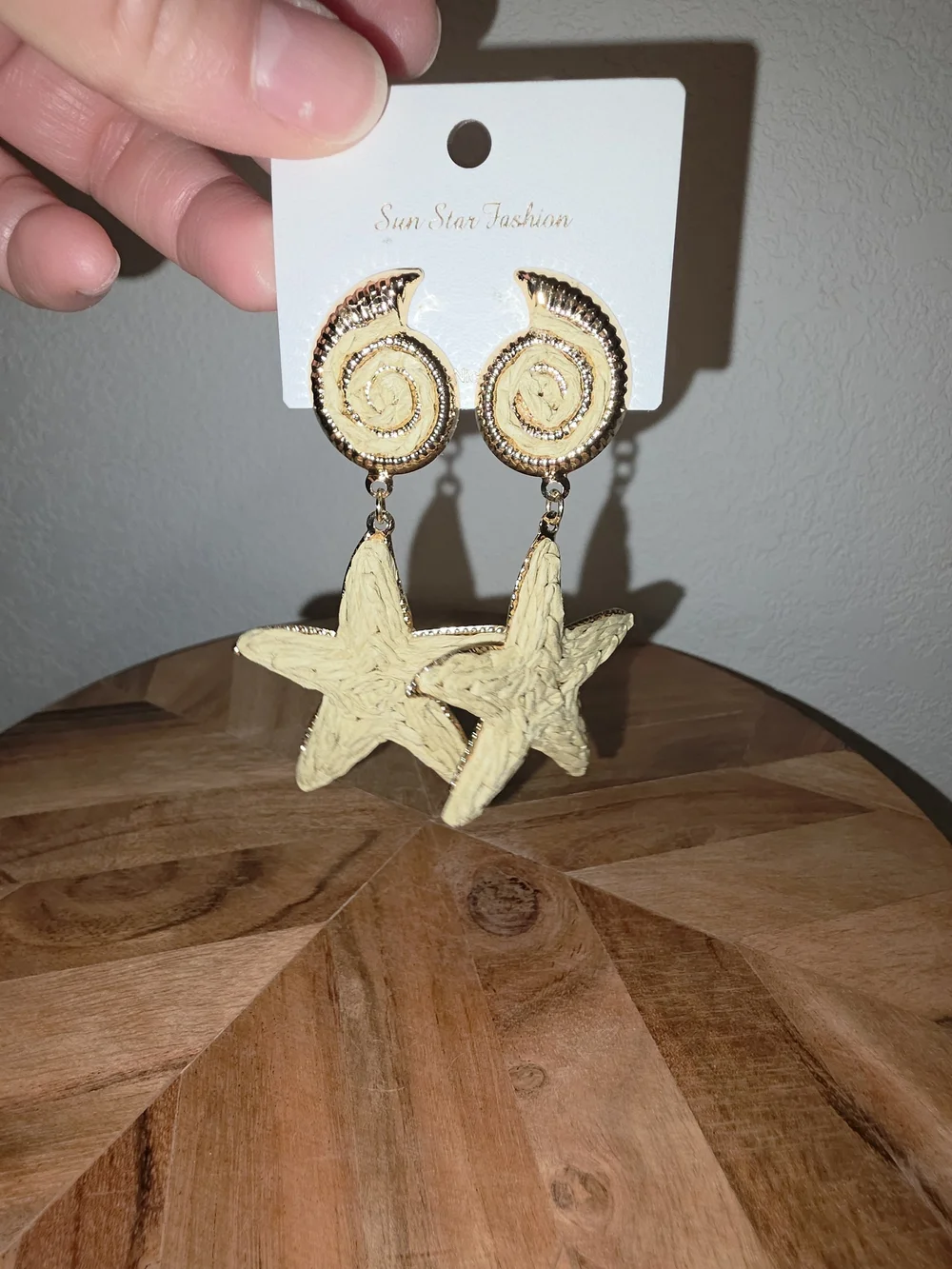 Rafia Star & Seashell Statement Drop Earrings In Natural With Gold-Tone Accents